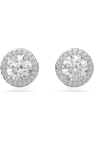 Swarovski Orecchini a lobo Una, Taglio tondo, Pavé, Bianchi, Placcato rodio