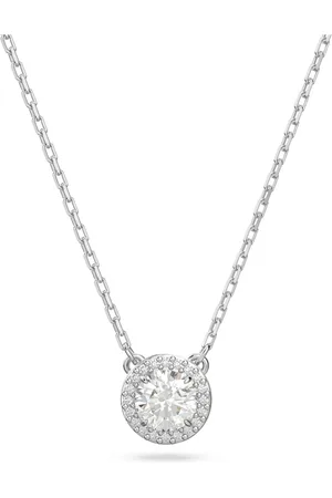 Swarovski Pendente Una, Taglio tondo, Pavé, , Placcato rodio