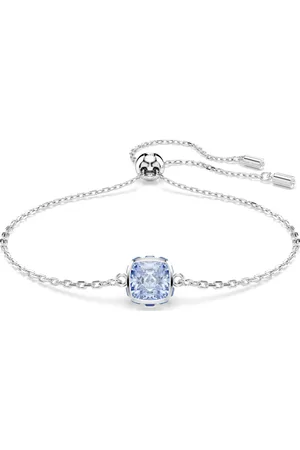 Swarovski Braccialetto Birthstone, Taglio squadrato, Marzo, , Placcato rodio