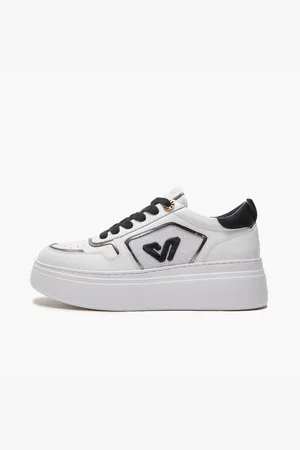 Emanuélle vee Sneakers donna bice in pelle e tessuto white-black 302 17
