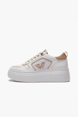 Emanuélle vee Sneakers donna bice in pelle e tessuto white-carne 302 17