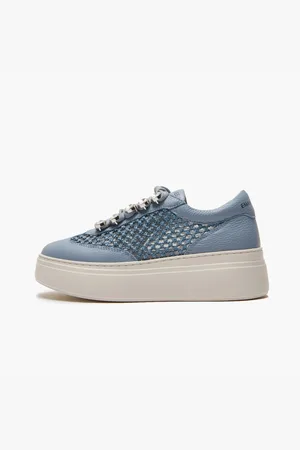Emanuélle vee Sneakers donna bice in pelle e tessuto jeans 302 18