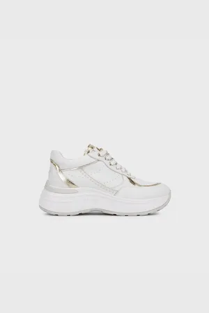 Janet&Janet Sneakers donna in pelle white/gold j-060 79