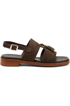 Frau Sandali donna con nappine in pelle scamosciata t.moro 87d1