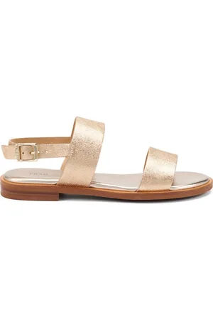 Frau Sandali donna a doppia fascia in pelle laminata champagne 86x1