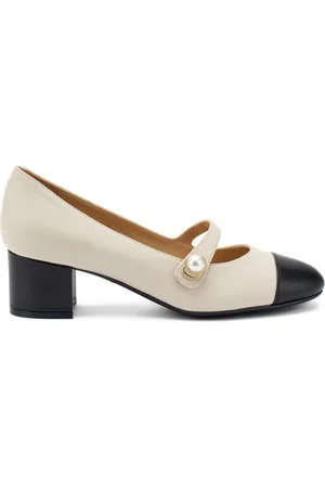 Frau Mary jane in pelle nero crema con perla 66p2