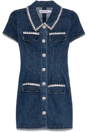 Self-Portrait Mini Abito In Denim
