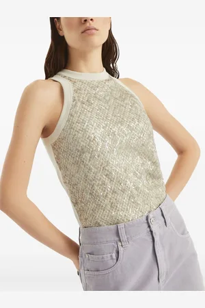 Brunello Cucinelli Top In Cotone Ricamato