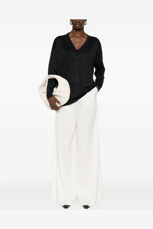 Fabiana Filippi Maglia Scollo V In Misto Lino