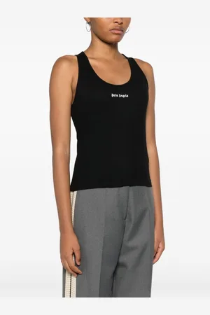 Palm Angels Top Smanicato A Costine Con Logo