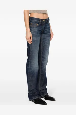 Palm Angels Jeans In Denim A Gamba Dritta