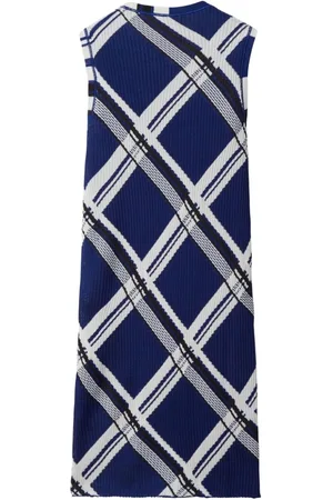 Burberry Abito In Seta Con Motivo Check