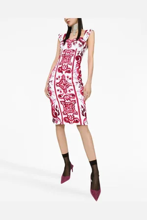 Dolce & Gabbana Abito Tubino In Stampa Maiolica