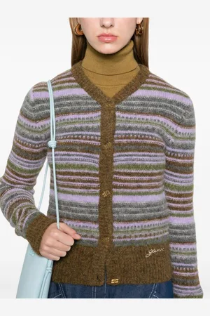 Ganni Cardigan Rigato In Lana