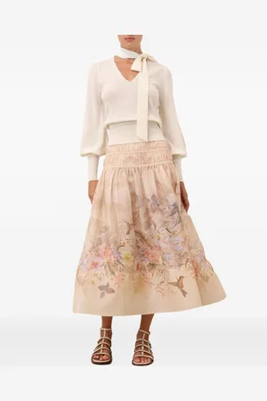 ZIMMERMANN Gonna Midi In Lino E Seta