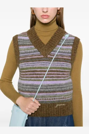 Ganni Gilet Scollo V Rigato