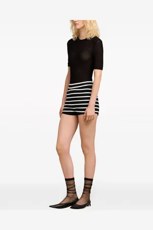 Ami Shorts Rigati In Cotone Organico
