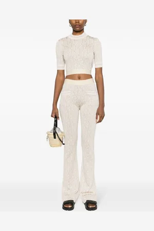 Palm Angels Pantalone In Maglia Jacquard Con Monogramma