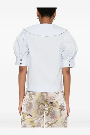 Ganni Blusa Scollo V In Cotone Organico