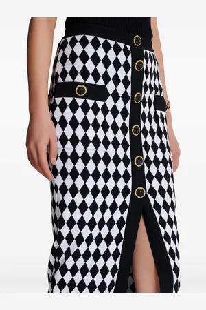 Balmain Gonna Midi A Rombi Con Bottoni
