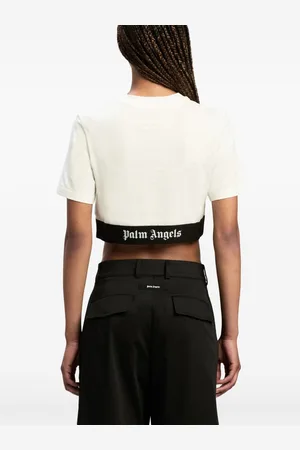 Palm Angels T-shirt Cropped In Cotone Con Logo