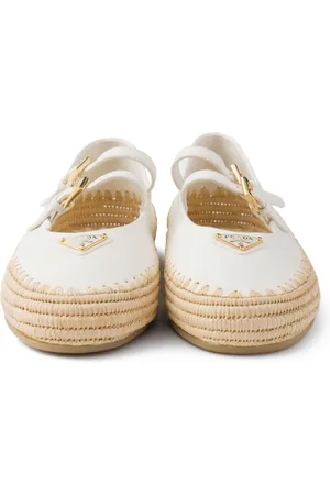 Prada Ballerina In Pelle E Rafia