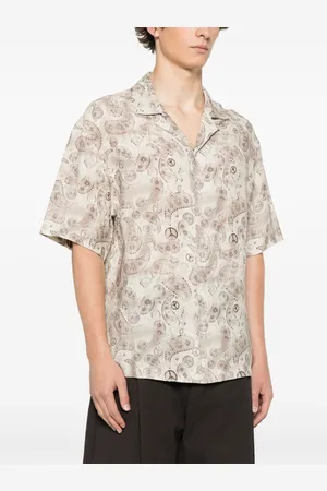 Emporio Armani Camicia Stampata In Misto Lino