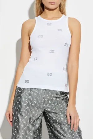 Ganni Top In Cotone Con Strass