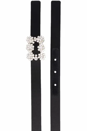 Roger Vivier Cintura Flower Strass Buckle In Raso