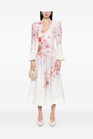 ZIMMERMANN Abito Lungo Crush In Lino Stampato