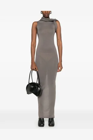 Rick Owens Abito Lungo Banded T In Lana