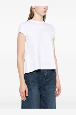 SACAI T-shirt In Cotone Con Schiena Plissé