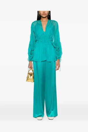 Max Mara Pantalone Largo In Seta