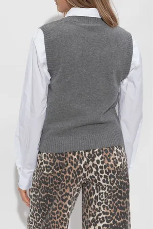 Ganni Gilet In Lana Con Logo