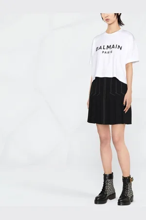 Balmain T-shirt Cropped In Cotone Organico Con Logo