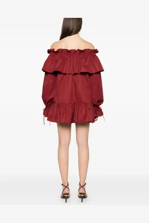 Saint Laurent Abito A Balze In Twill Di Cotone