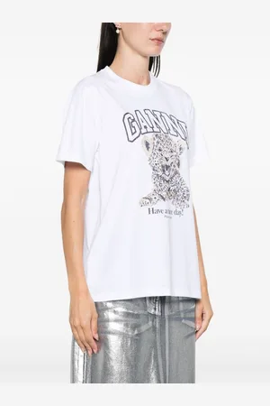 Ganni T-shirt Leopard In Cotone Organico
