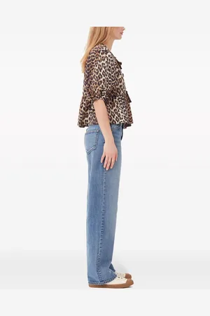 Ganni Blusa Leopardata In Cotone