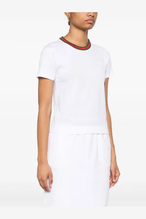 Gucci T-shirt In Cotone Con Dettaglio Web