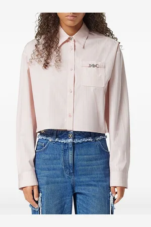 VERSACE Camicia Corta Pinstripe Chain