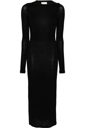 VIP価格.Saint Laurent ABITO LUNGO A TUBINO IN MISTO LANA Abito lungo in lana vergine in Nero - Saint Laurent | Mytheresa