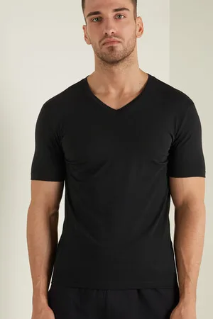 Tezenis T-shirt Scollo a V in Cotone Elasticizzato Uomo
