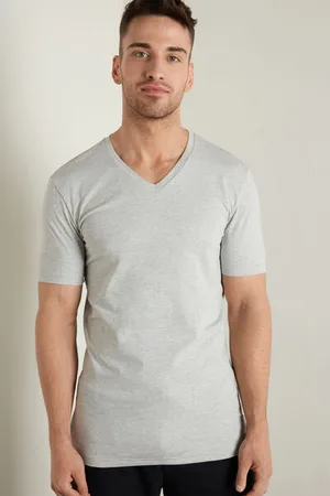 Tezenis T-shirt Scollo a V in Cotone Elasticizzato Uomo