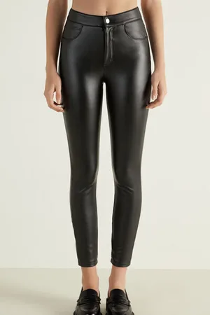 Tezenis Pantalone Termico con Tasche Effetto Pelle Donna