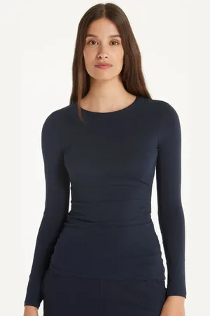 Tezenis Maglia Manica Lunga Girocollo in Cotone Elasticizzato Donna