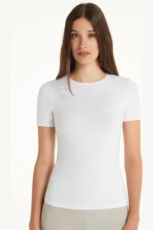 Tezenis T-shirt Girocollo in Cotone Elasticizzato Donna
