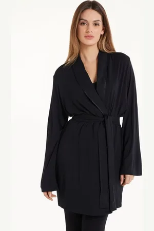 Tezenis Vestaglia Maniche Lunghe Viscosa con Profili Raso Donna