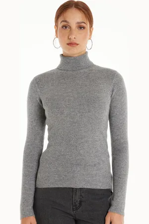 Tezenis Maglia Pesante Manica Lunga Collo Alto Costine con Lana Donna