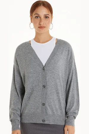 Tezenis Cardigan Manica Lunga con Bottoni e Lana Donna