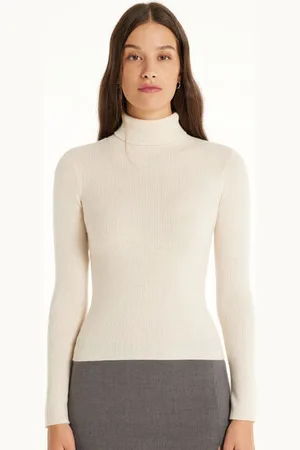 Tezenis Maglia Pesante Manica Lunga Collo Alto Costine con Lana Donna